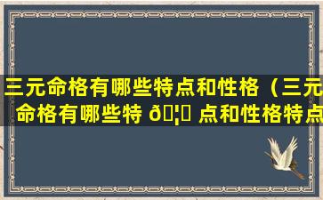 三元命格有哪些特点和性格（三元命格有哪些特 🦈 点和性格特点）